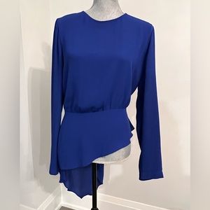 BCBG BLUE ASYMMETRICAL BLUE TOP (SIZE: L)